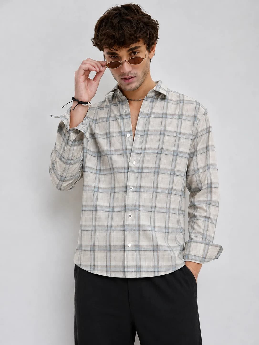 Ash Grey Checks Shirt — view 1
