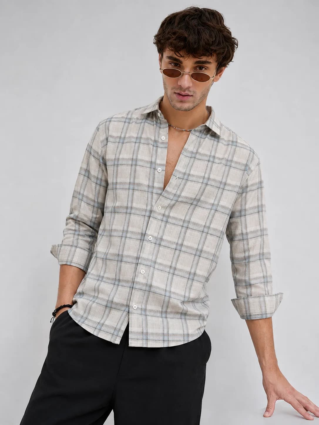 Ash Grey Checks Shirt — view 2