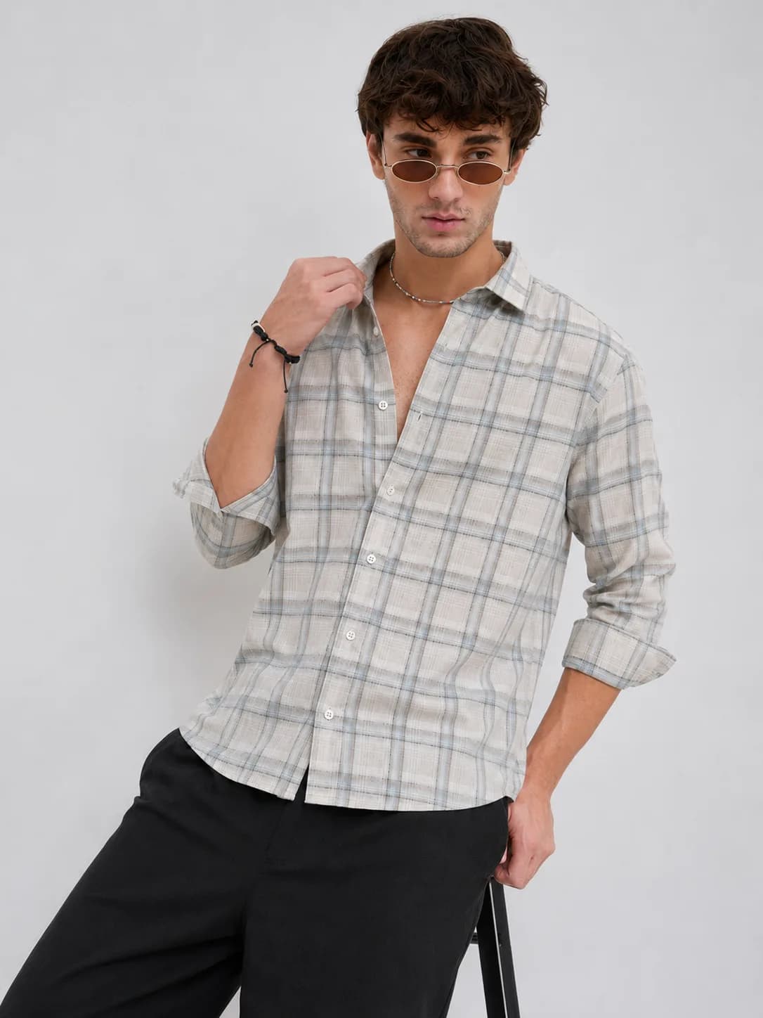 Ash Grey Checks Shirt — view 3