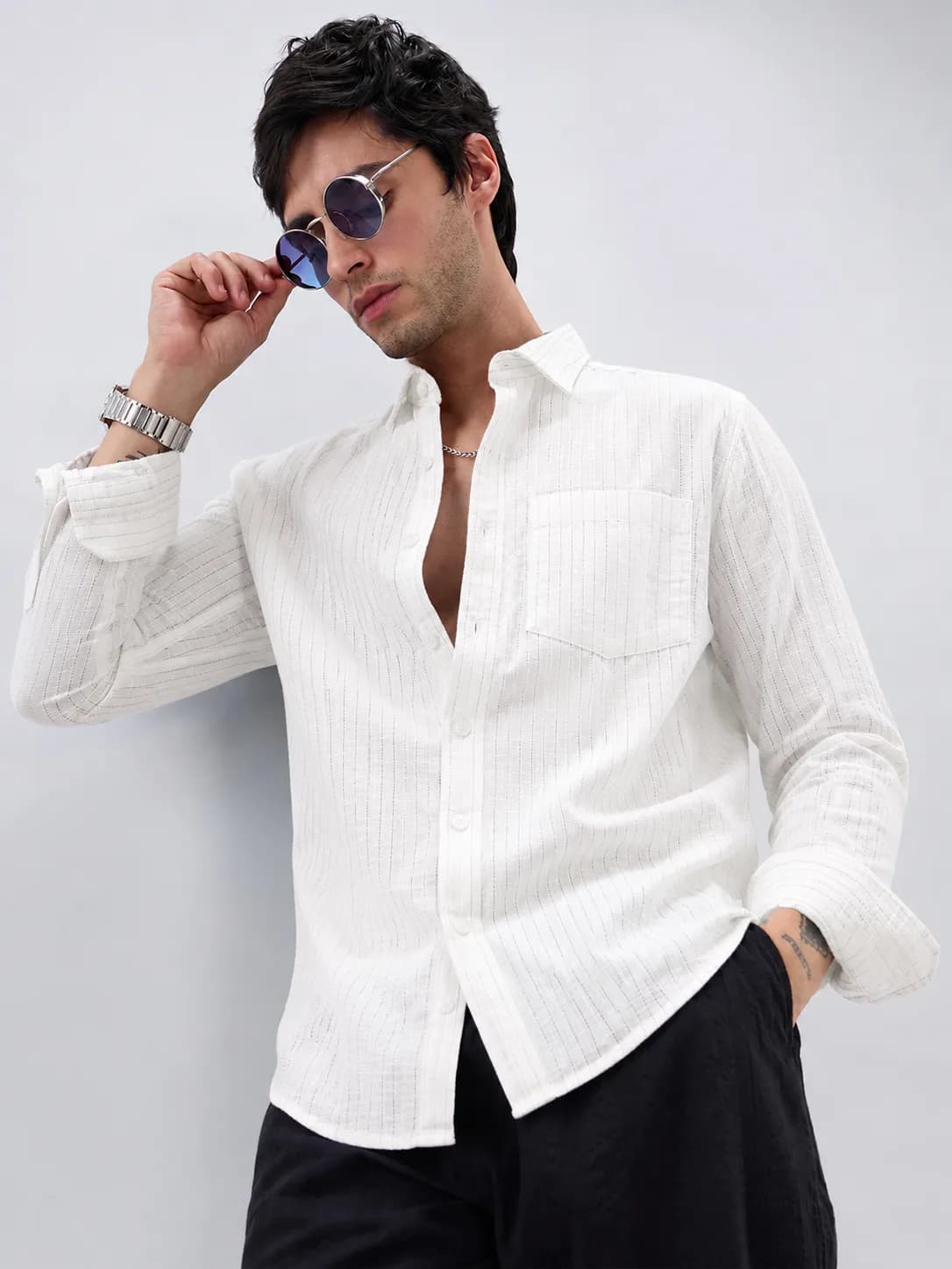 Light Black Line stripe Shirt — view 1