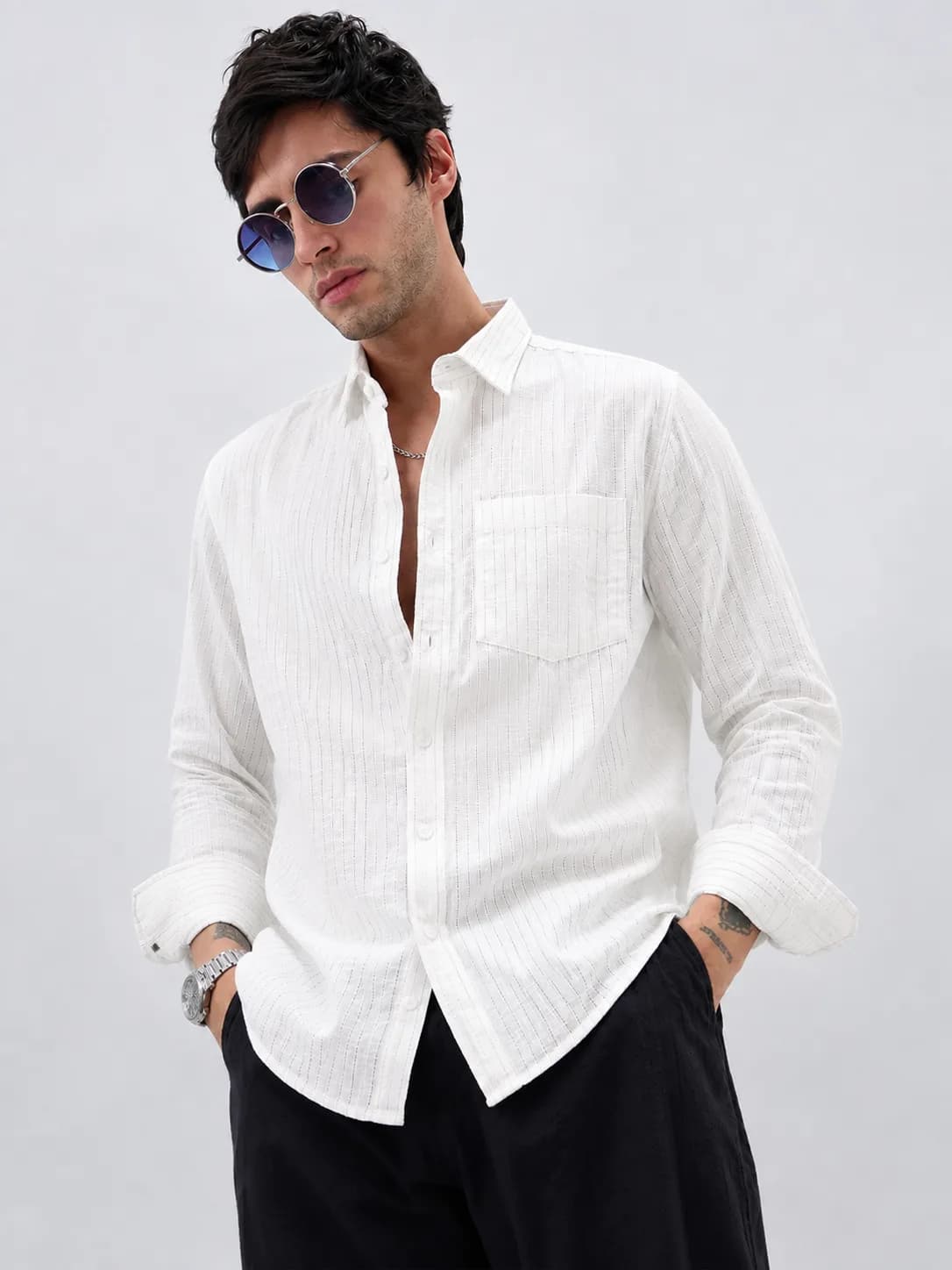 Light Black Line stripe Shirt — view 4