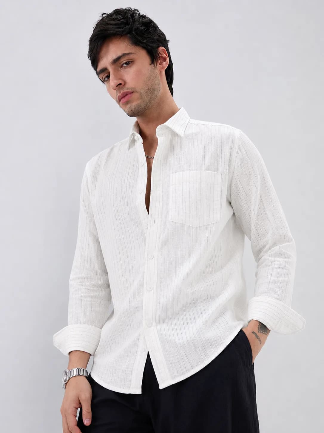 Light Black Line stripe Shirt — view 5
