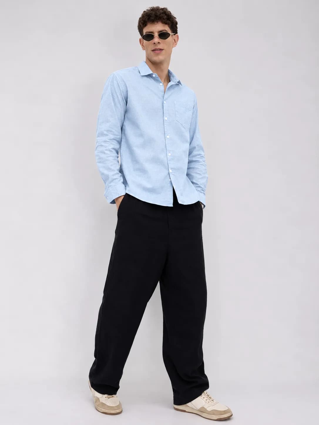 light blue shirt