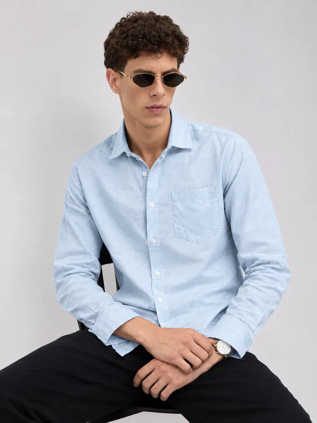 light blue shirt