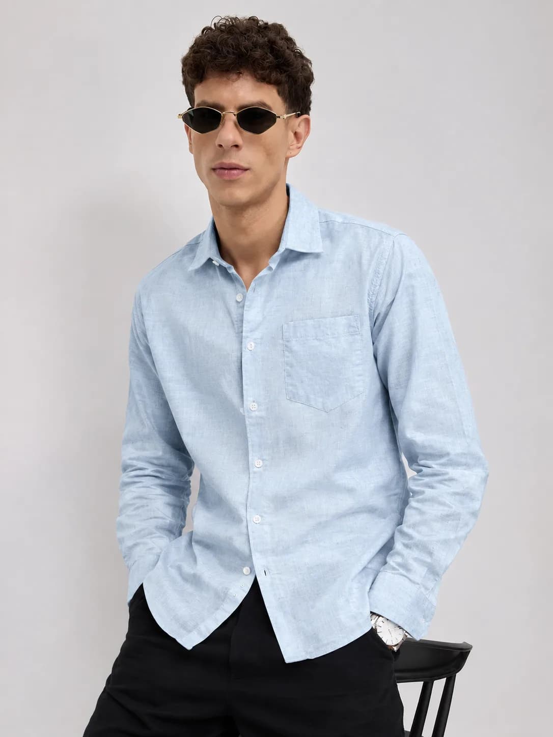 light blue shirt
