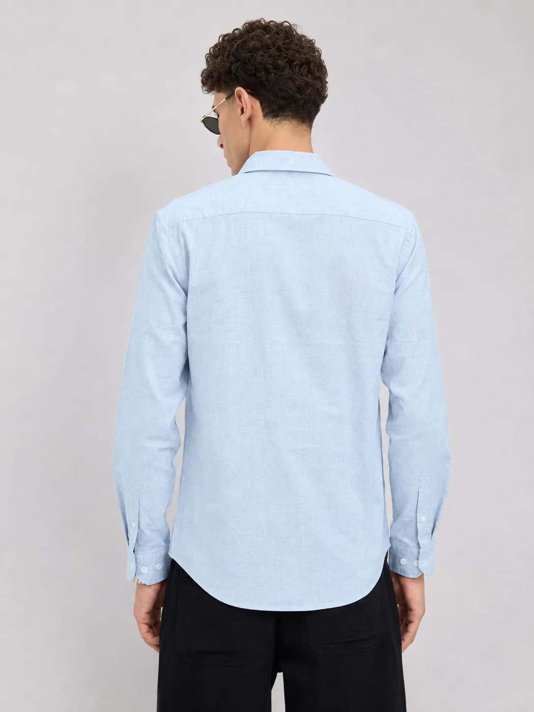 light blue shirt