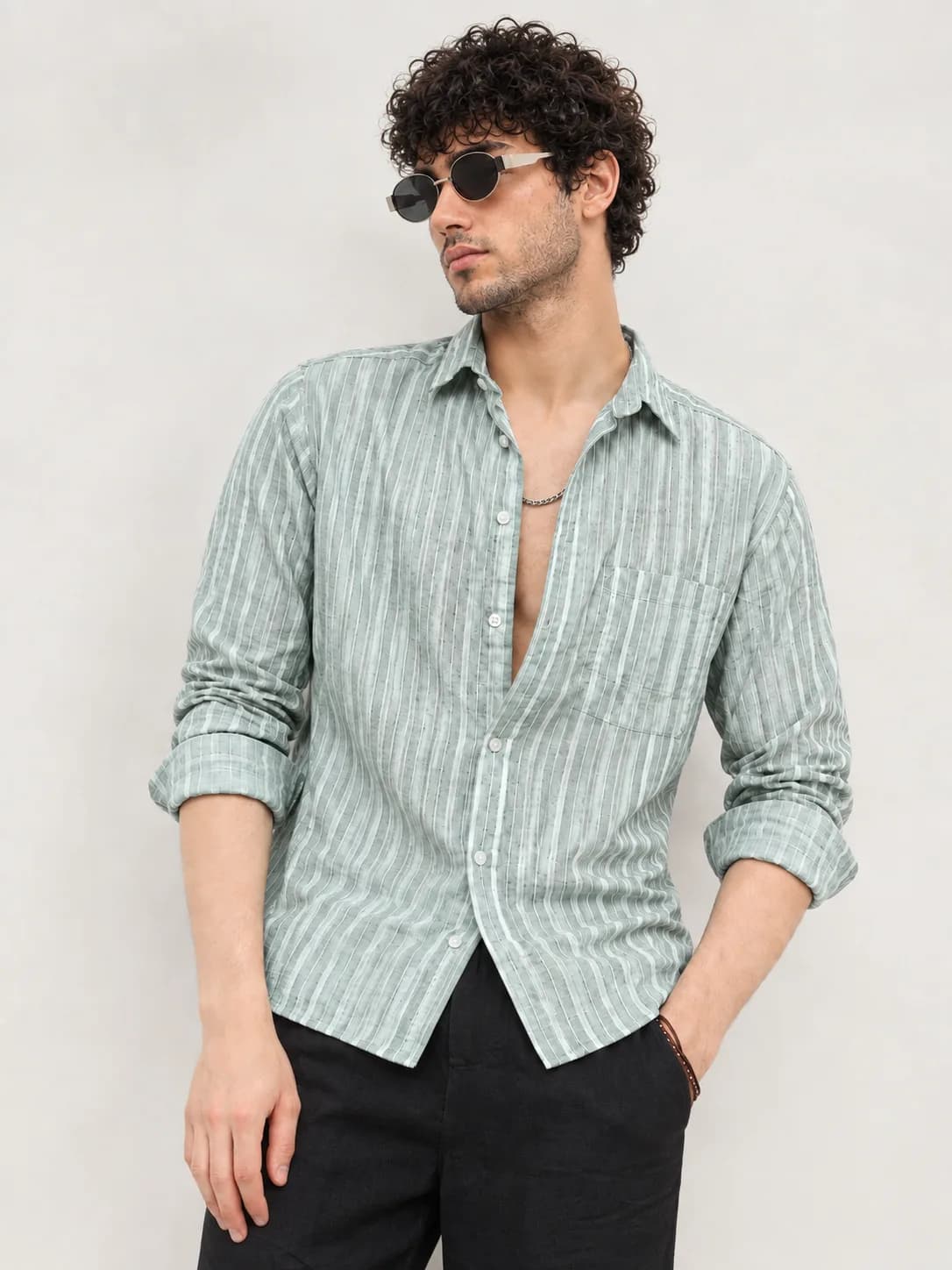Light Green Stripe Shirt