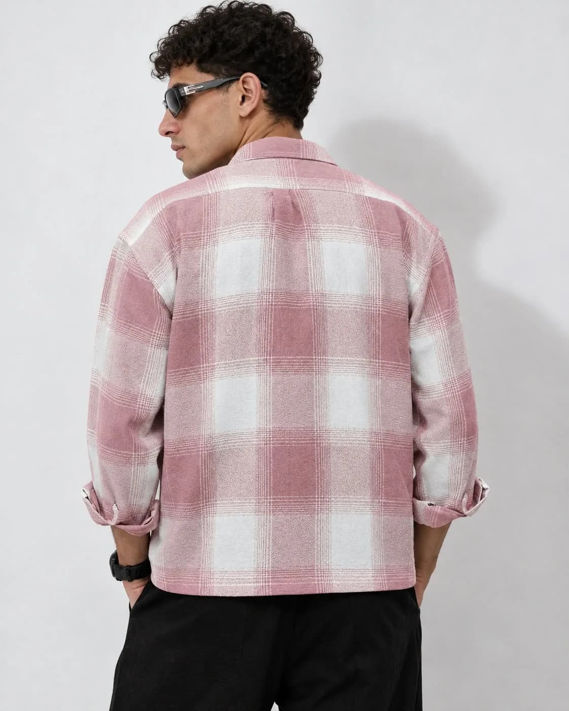 Pink White Check Shirt