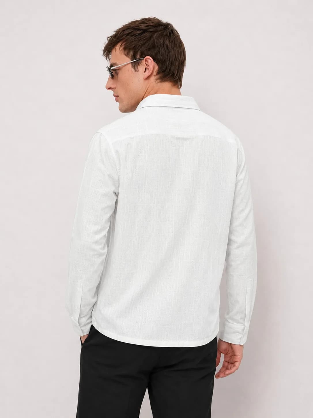 White Boxy Cotton Linen Hook Shirt