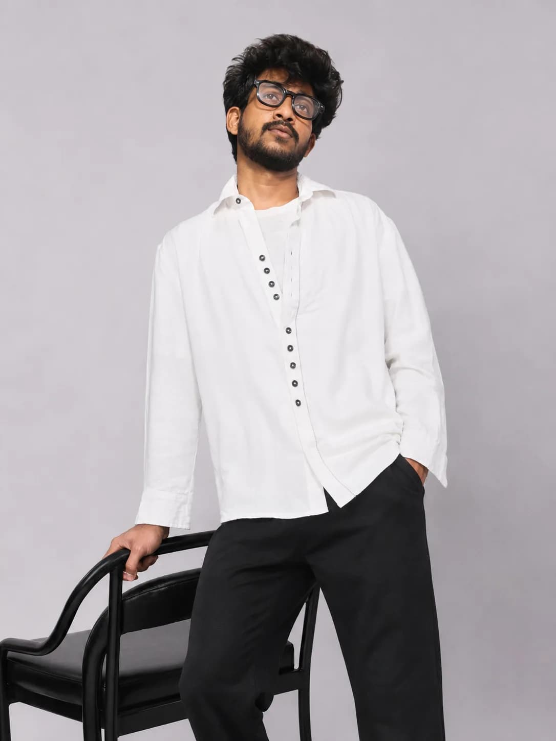 Ydurya Black Button Monarch – Boxy Fit Shirt — view 1